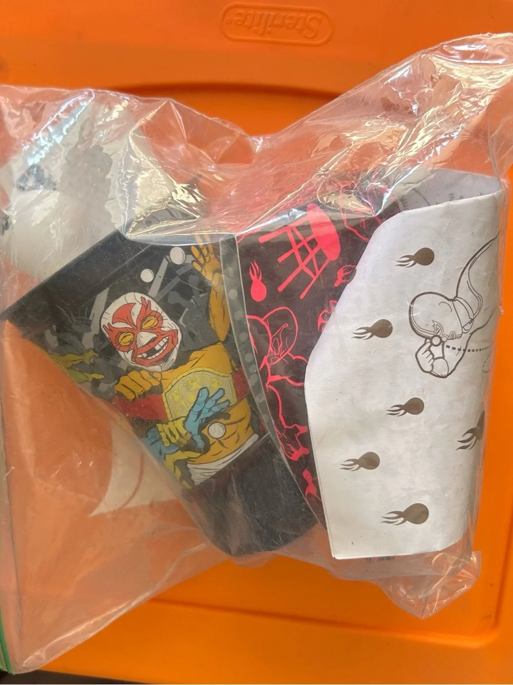 Cuponk Party Game Cup - Black with Pink and Yellow Luchador Design